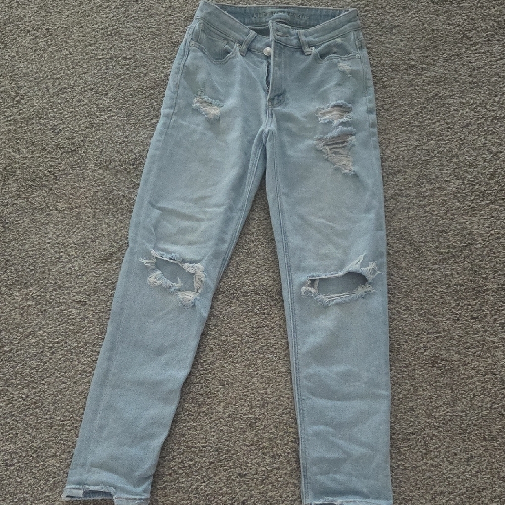 American Eagle Outfitters Ripped Light Blue Skinny Jeans